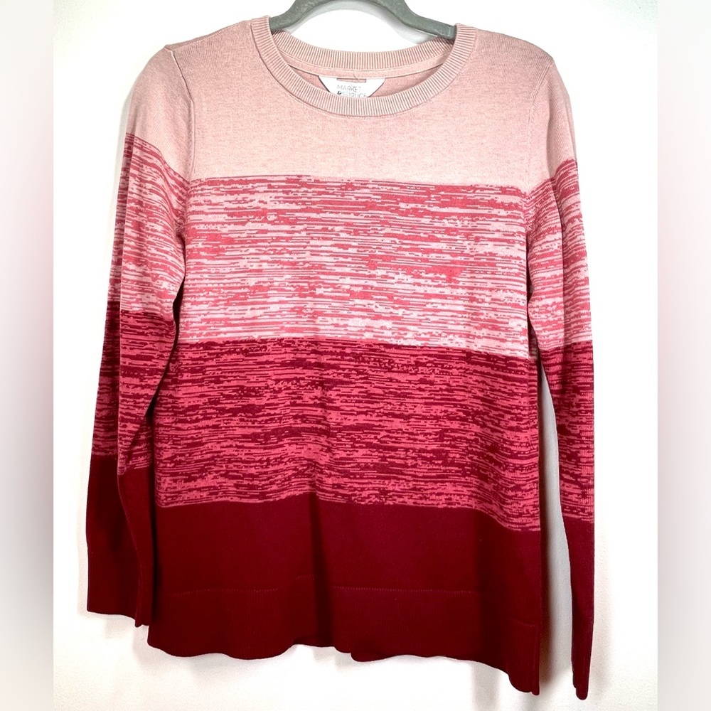 NWT MARKET & SPRUCE Women’s Striped Long Sleeved Crew Neck Sweater Size Small